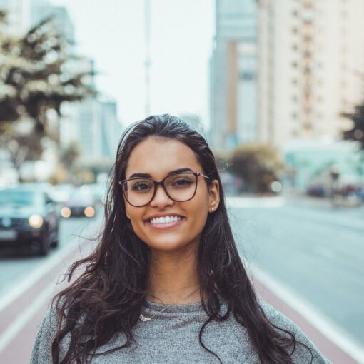 woman wearing black eyeglasses