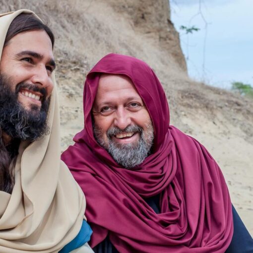 jesus christ talking to an old man in the desert