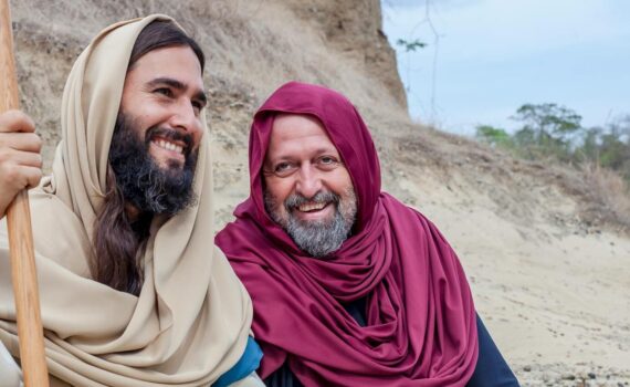 jesus christ talking to an old man in the desert